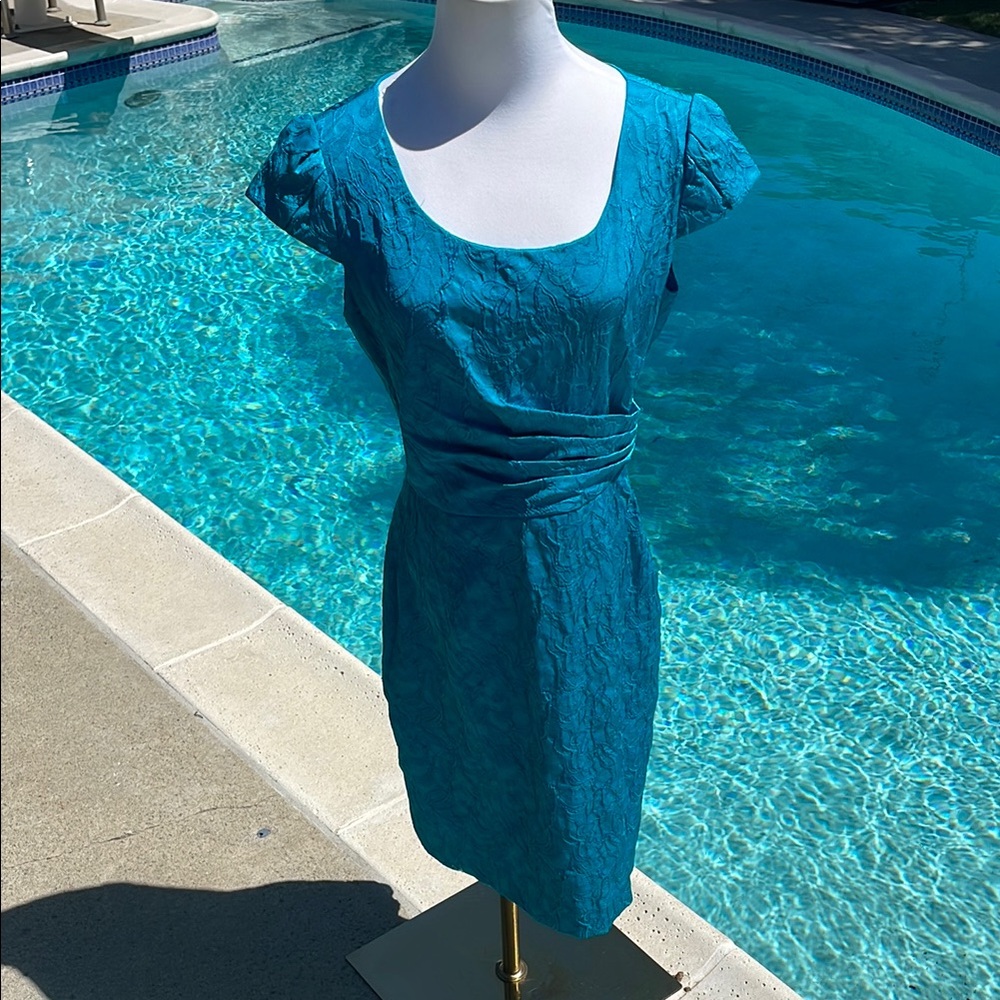 Tahari Stylish Teal Cap Sleeve Dress | 8